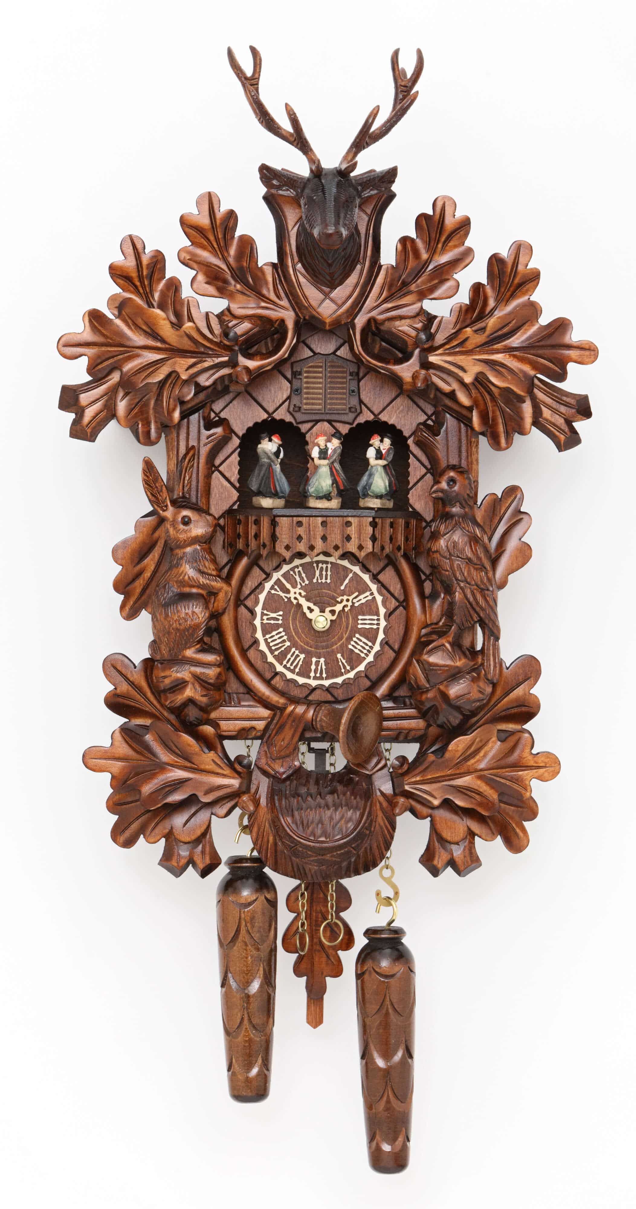 Quartz Cuckoo Clock Hunting clock, with music, turning dancers Cuckoo